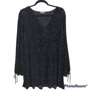 Dex Black Velvet Witchycore Longsleeve Tie Tunic Shift Dress sz  2X